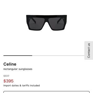 Celine Black Oversized Rectangular Sunglasses